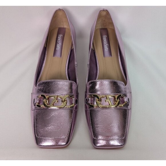 Franco Sarto 8M Shoes Light Pink Purple Metallic Tiari Slip-On Loafers Flats - Picture 3 of 11